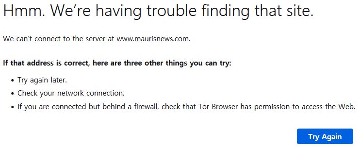 www.maurisnews.com은 접속되지 않음.